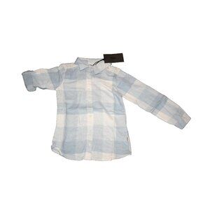 Silver Jeans Co. Girls Blue Plaid Lace Long Sleeve Button-Down Shirt Size 5 NEW